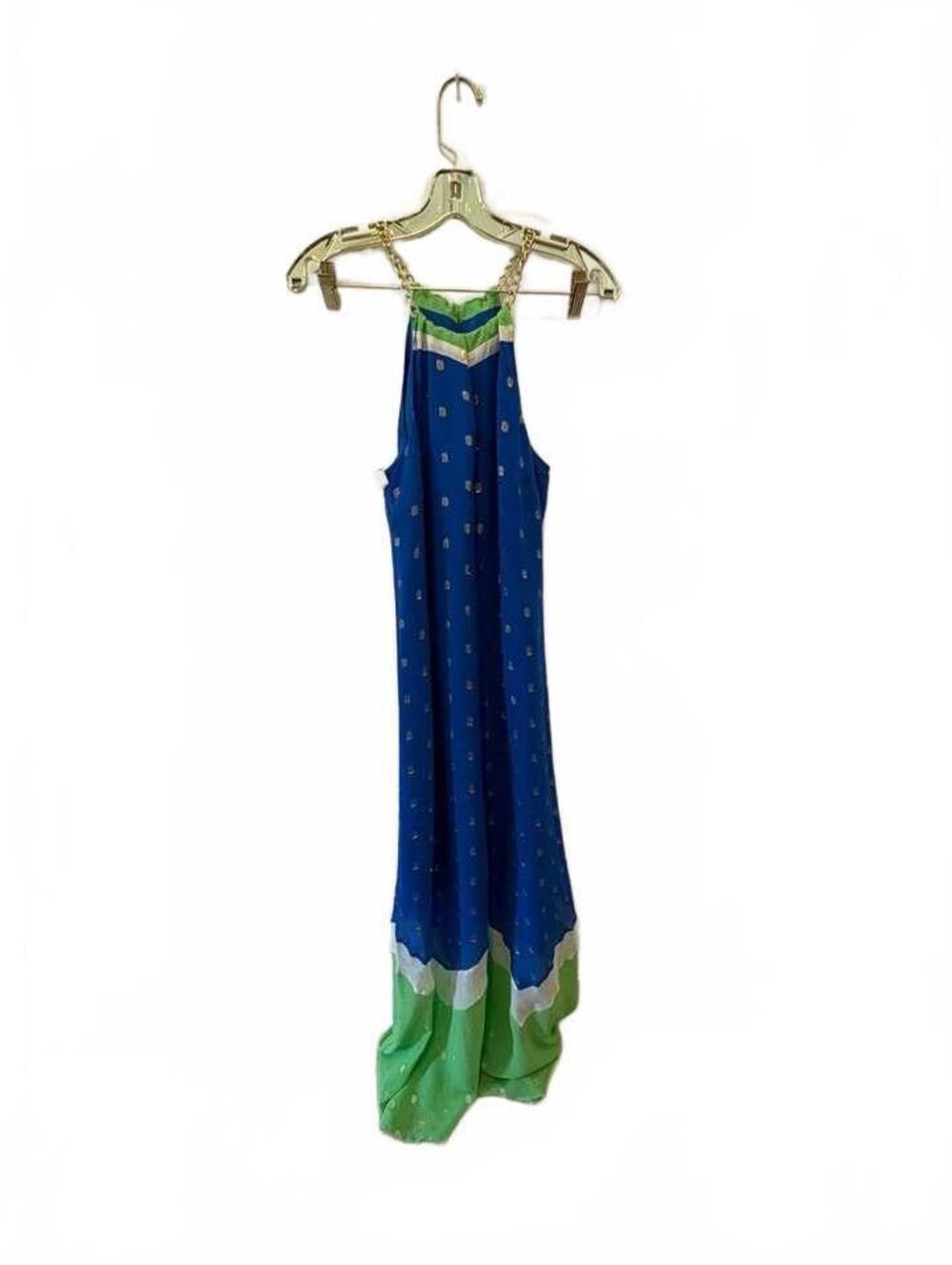 Lilly Pulitzer Blue and Green Gold Foil Dot Halter Maxi Dress - Picture 10 of 10
